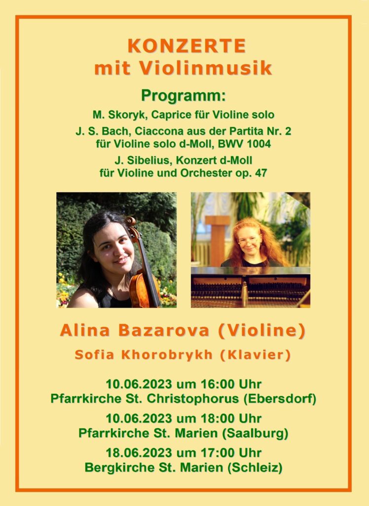 Plakat: Konzerte mit Violinmusik in Thüringen
